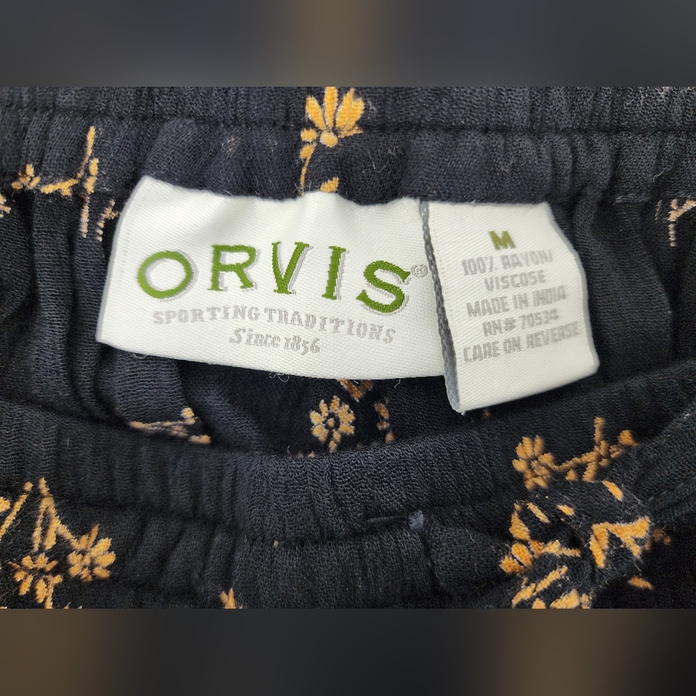 Orvis Black Floral Maxi Skirt Women's Size Medium Lightweight Flowy - Picture 5 of 7